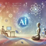 A soft illustration depicting the harmonious blend of quantum computing, AI, and practical applications, with a calm and inspiring atmosphere.