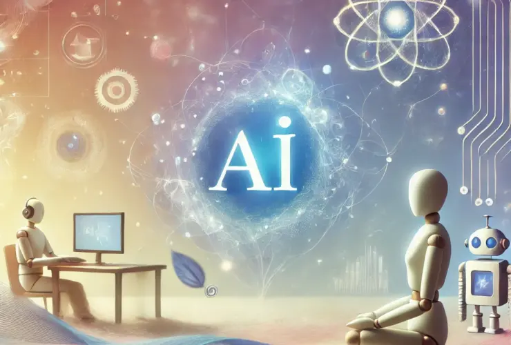 A soft illustration depicting the harmonious blend of quantum computing, AI, and practical applications, with a calm and inspiring atmosphere.